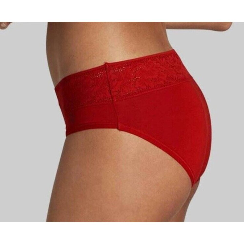 TOMMY JOHN Cool Cotton Haute Red Lace Waistband Cheeky Panty Womens Sz XS - Picture 3 of 10